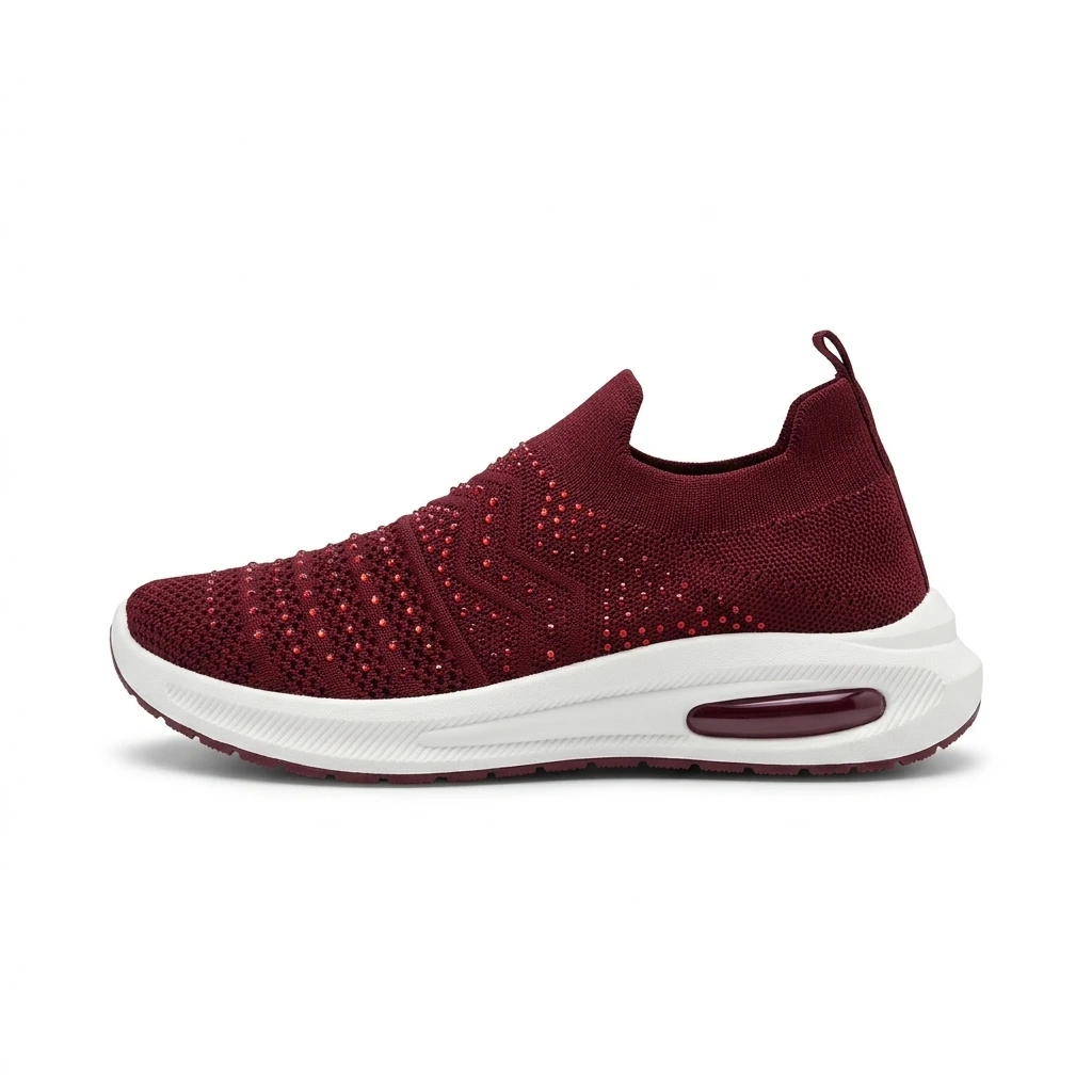 (AF10 MR) Crystal Knit Sneaker - Maroon