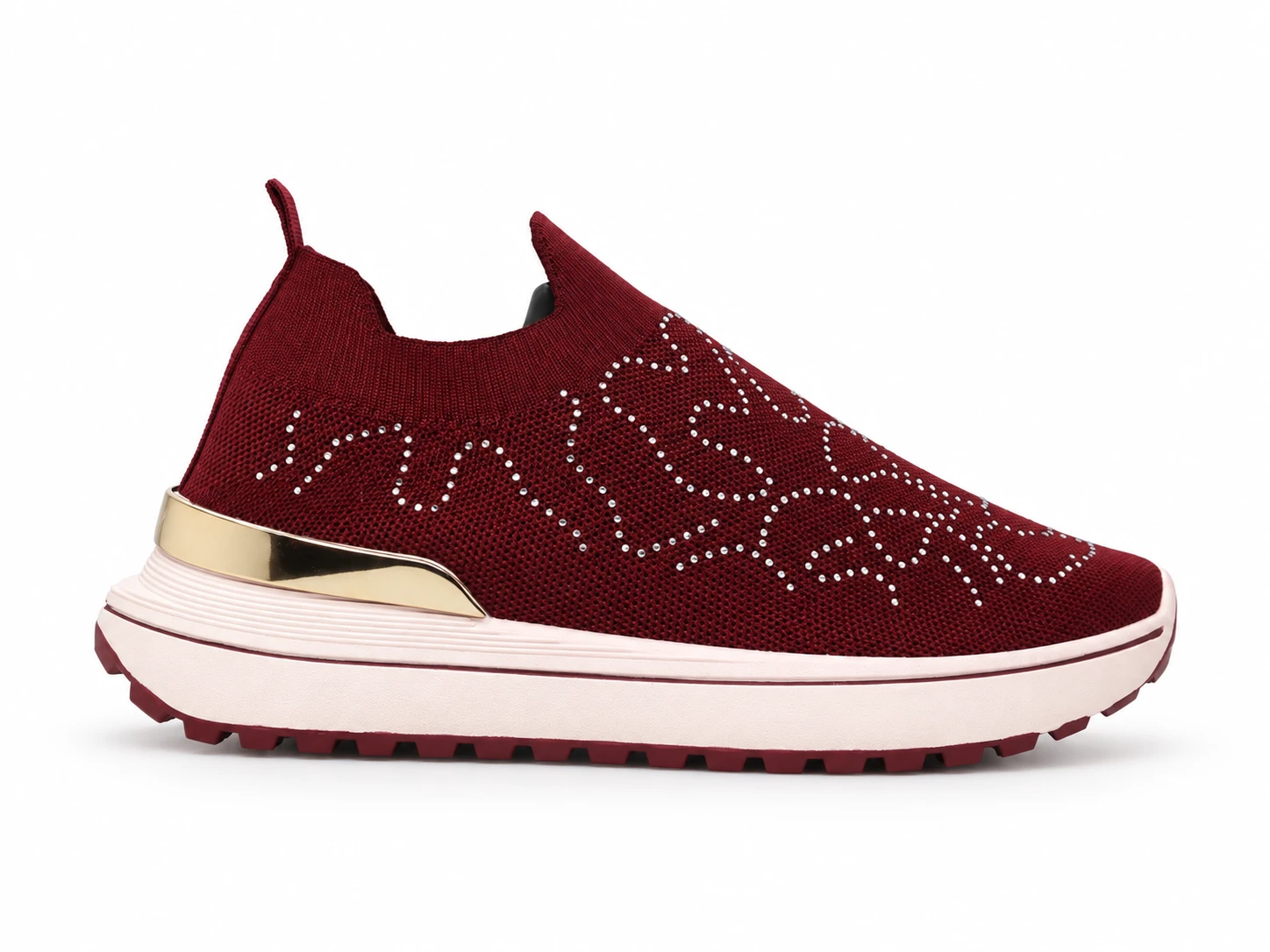 (N005 MR) Maroon Floral Knit Sneaker