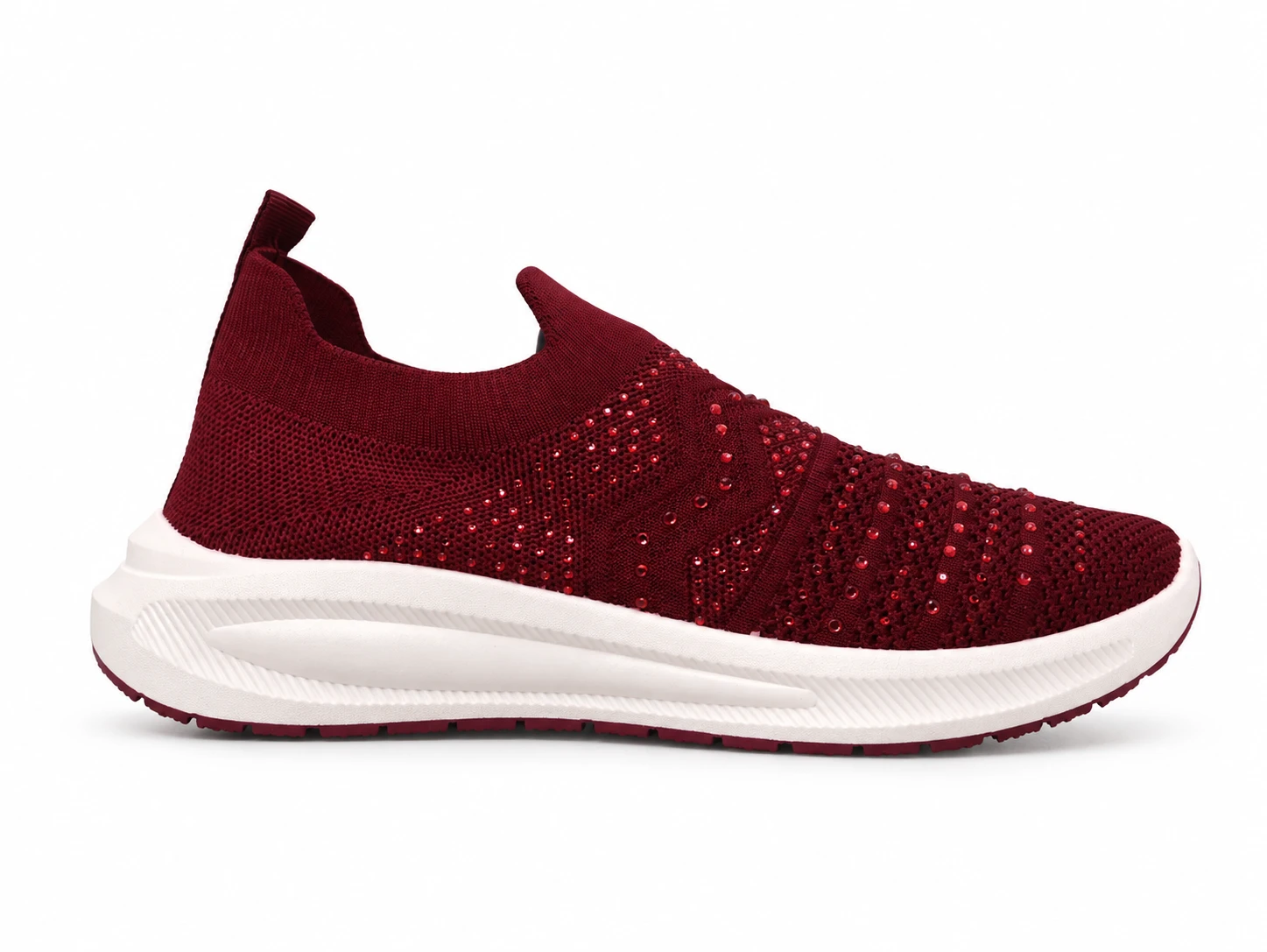 Maroon Textured Knit Sneaker