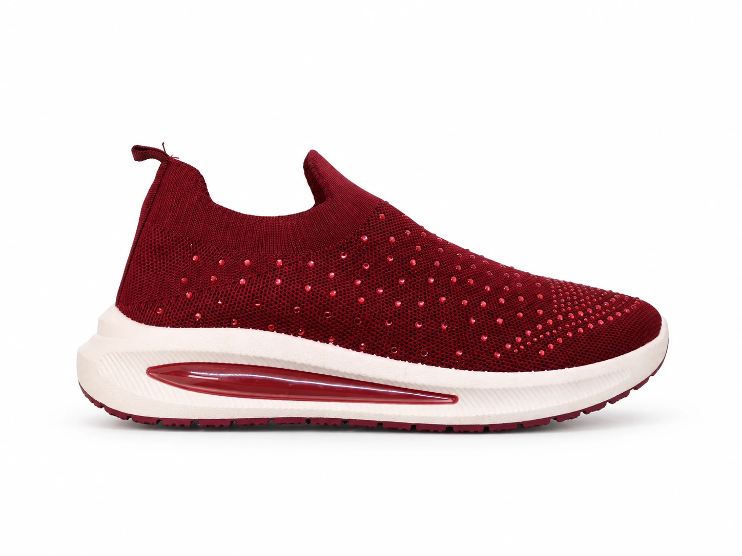 Wine Dotted Knit Slip-On
