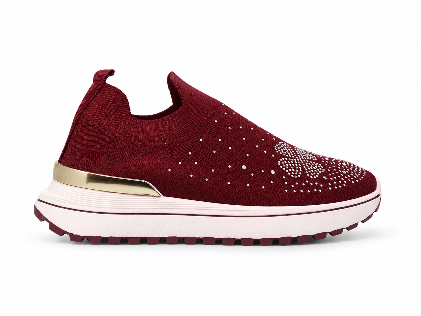 (N007 MR) Maroon Accent Knit Sneaker
