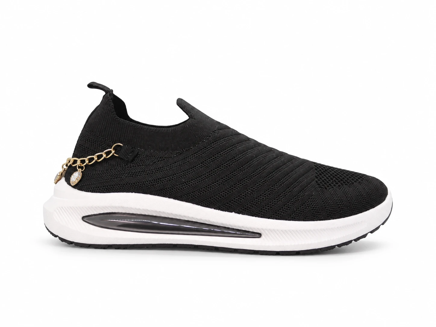 (AF21 BK) Black Logo Knit Slip-On