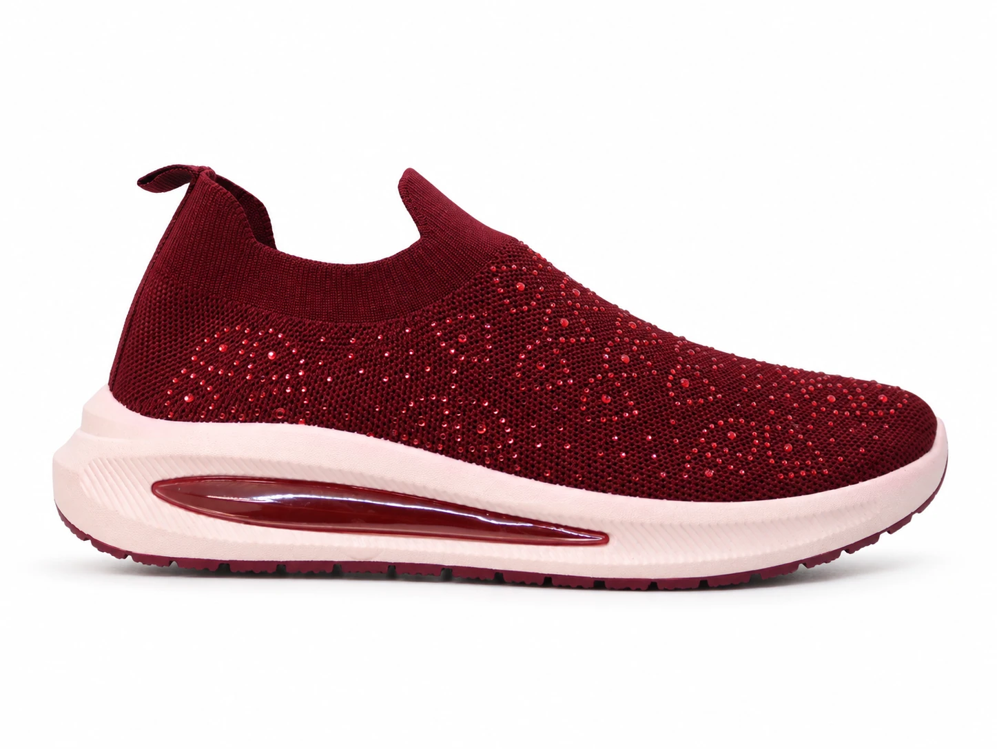(AF11 MR) Maroon Crystal Knit Slip-On