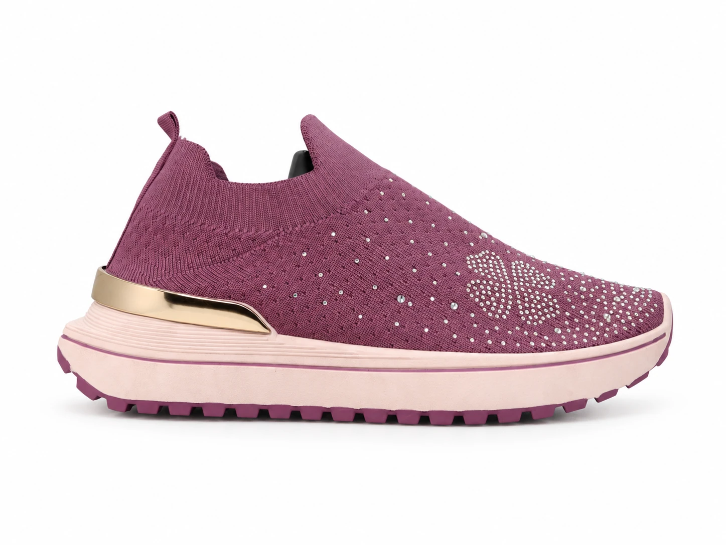 (N007 PR) Purple Crystal Gold Slip-On