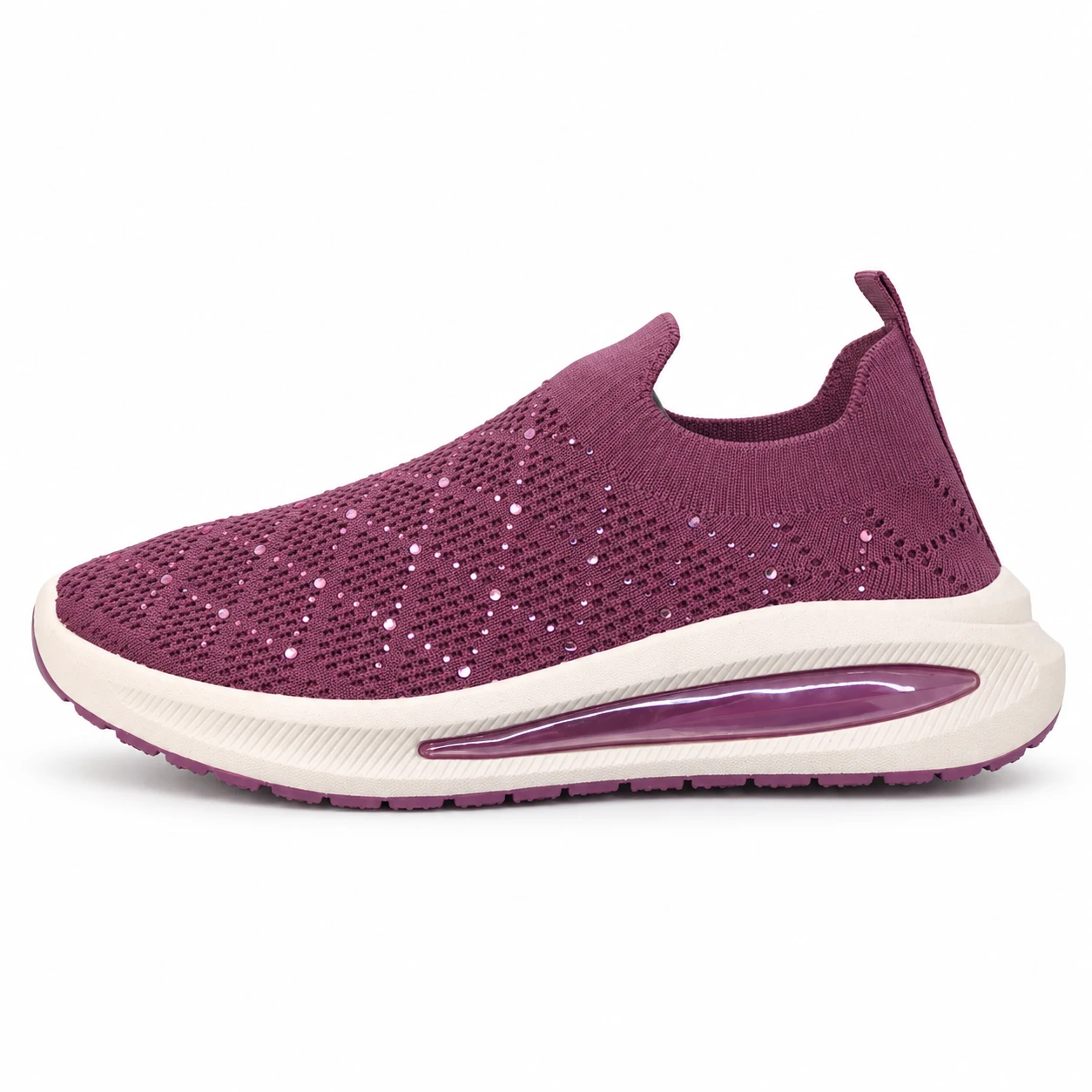 Plum Perforated Crystal Slip-On